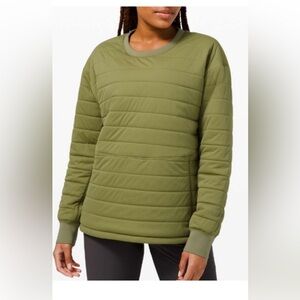 Lululemon Wonder Puff Pullover Jacket in olive green, size 4.